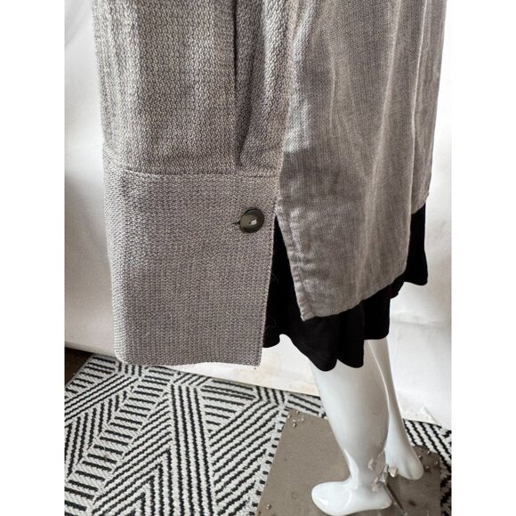 Coldwater Creek XL Embroidered Button-Front Tunic Top Gray 100% Cotton Long Slee - Picture 13 of 16